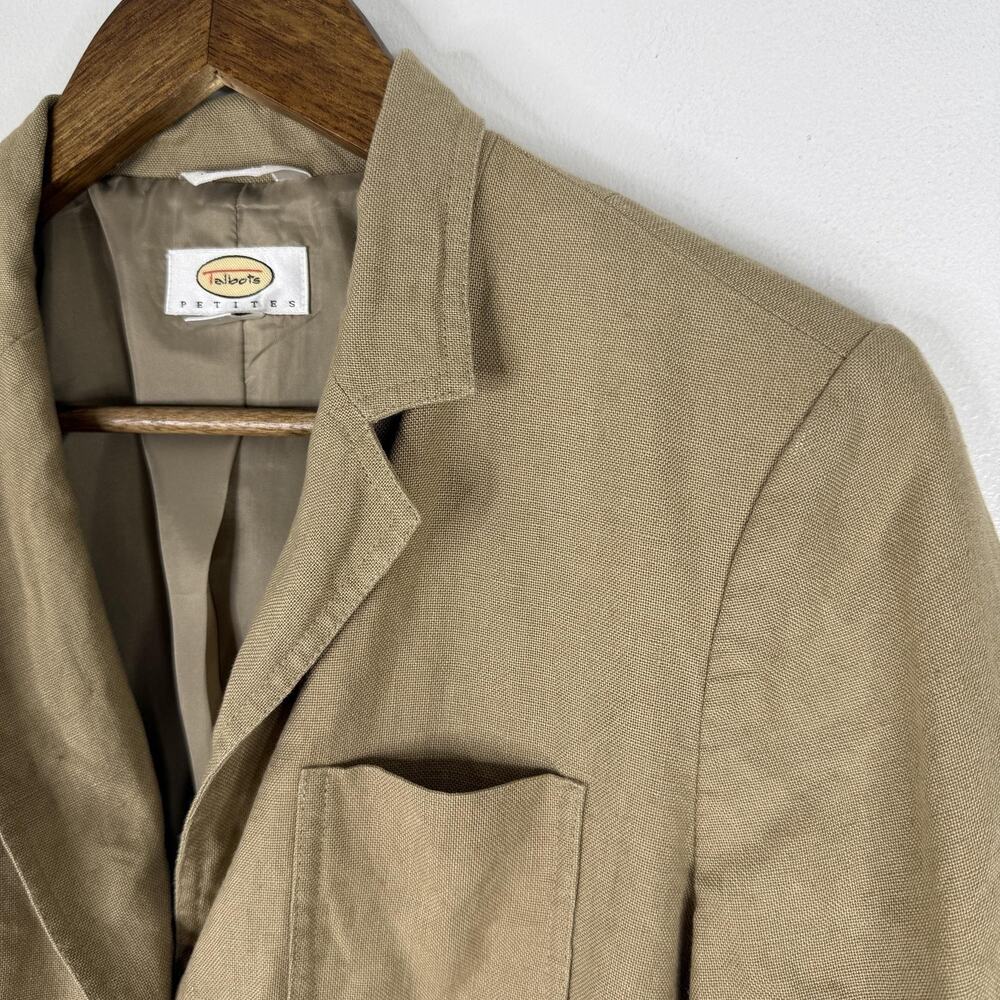 Talbots Blazer 10 Beige Irish Linen Lined Jacket Career Workwear Womens